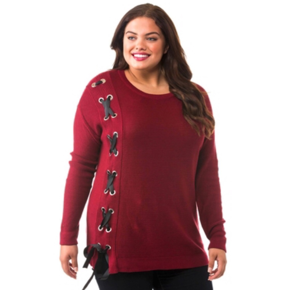 All @ Once Plus Size Tie Up Sweater Size 1X